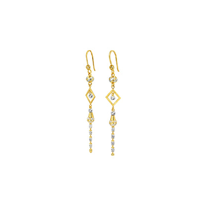 Geometric Drop Dual-Tone Gold Earrings