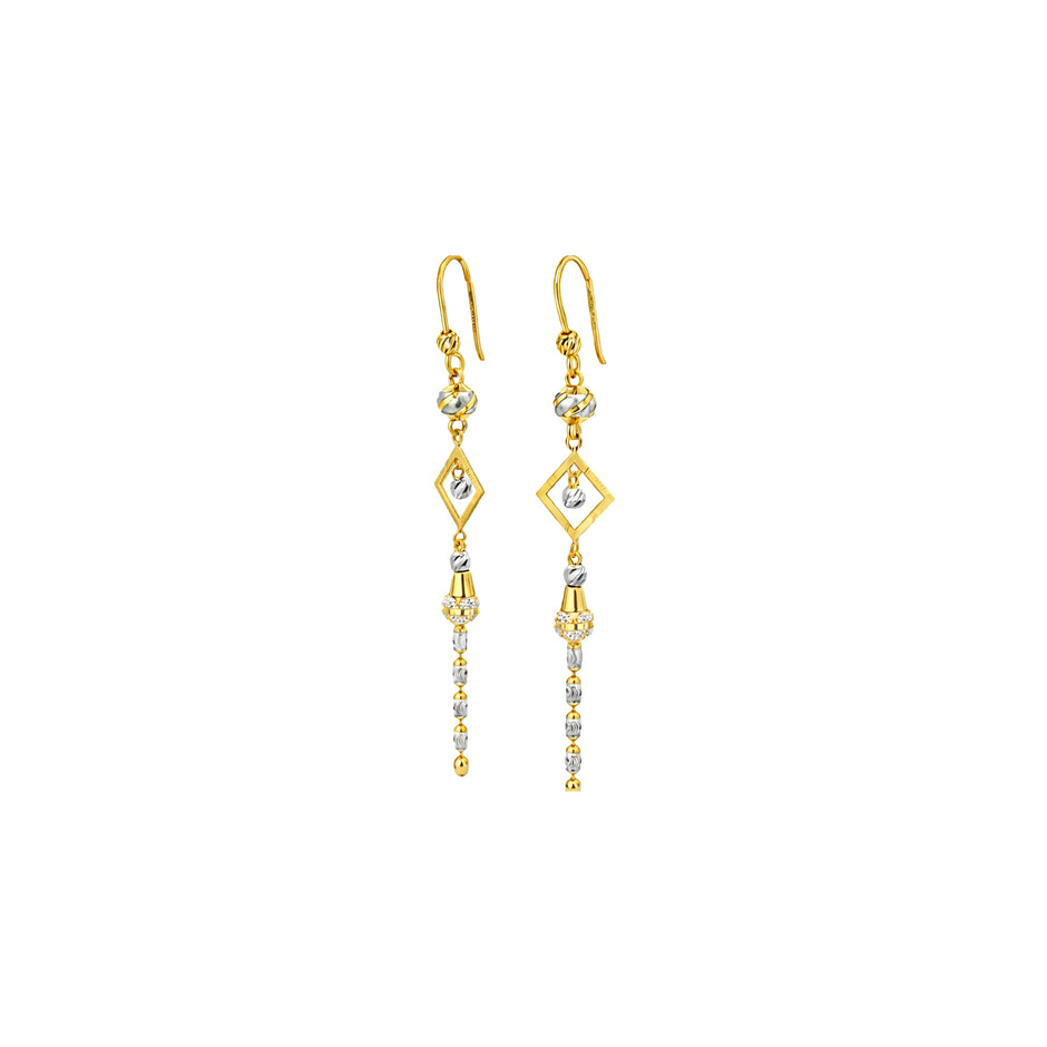 Geometric Drop Dual-Tone Gold Earrings