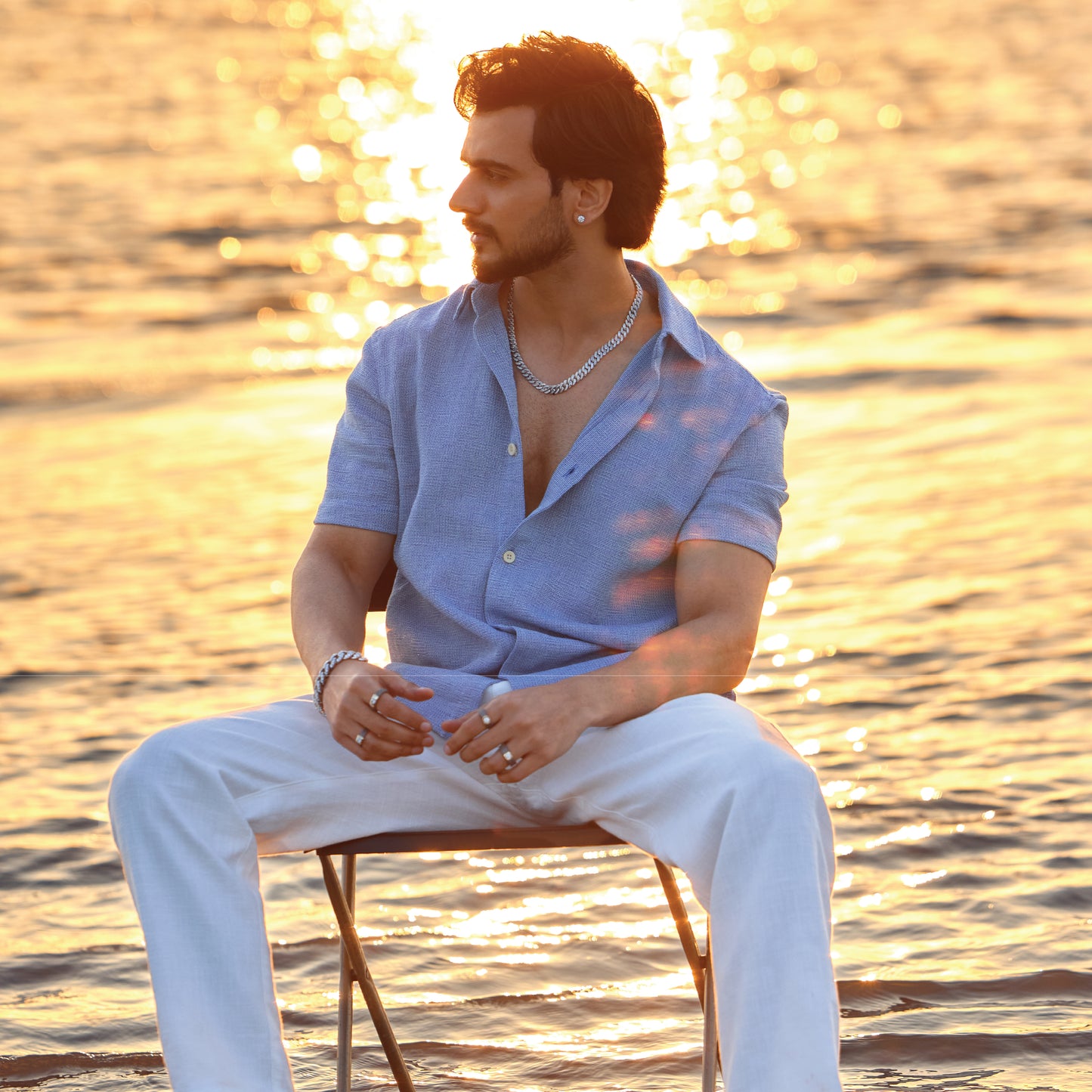 90 Cents Bezel Orb Solitaire Diamond Men's Ear Stud