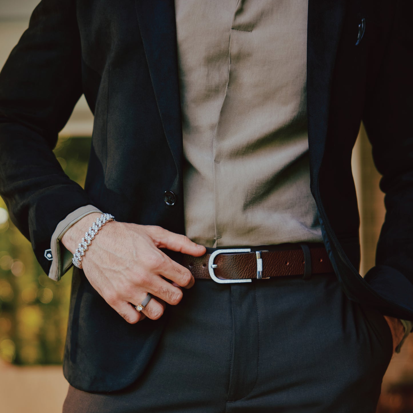 Hexagon Drop Diamond Cufflinks