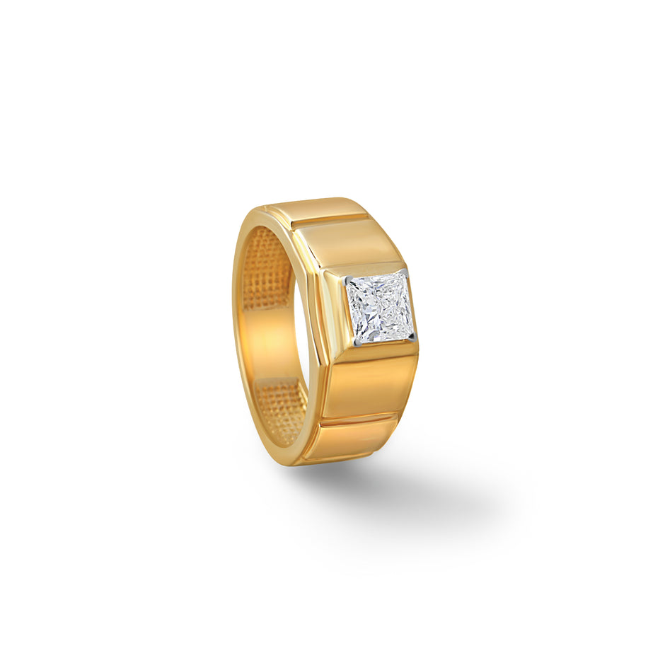 Paved Princess Diamond Men's Engagement Ring