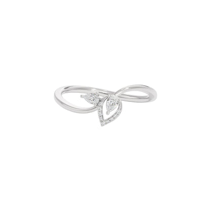 Budding Leaf Diamond Ring 18 KT / White Gold / 22