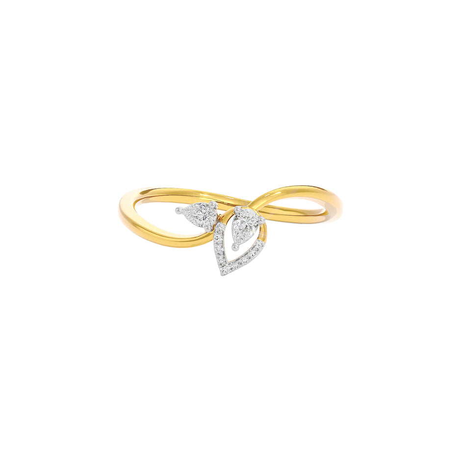 Budding Leaf Diamond Ring 18 KT / Yellow Gold / 22