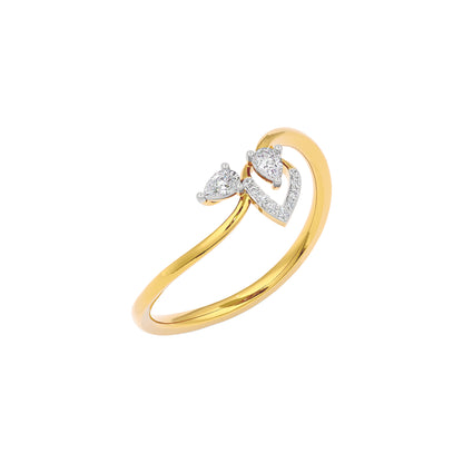 Budding Leaf Diamond Ring 18 KT / Yellow Gold / 22