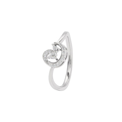 The Lunate Diamond Ring 18 KT / White Gold / 22