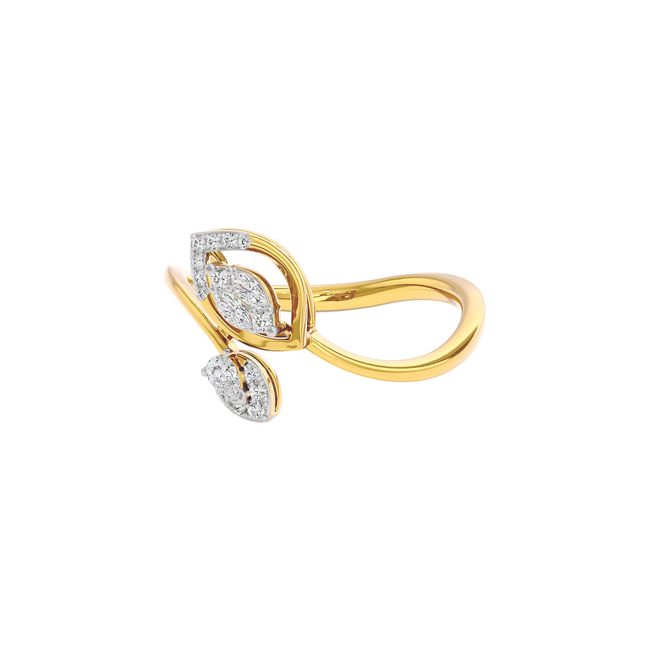 Sparkling Pod Diamond Ring 18 KT / Yellow Gold / 22