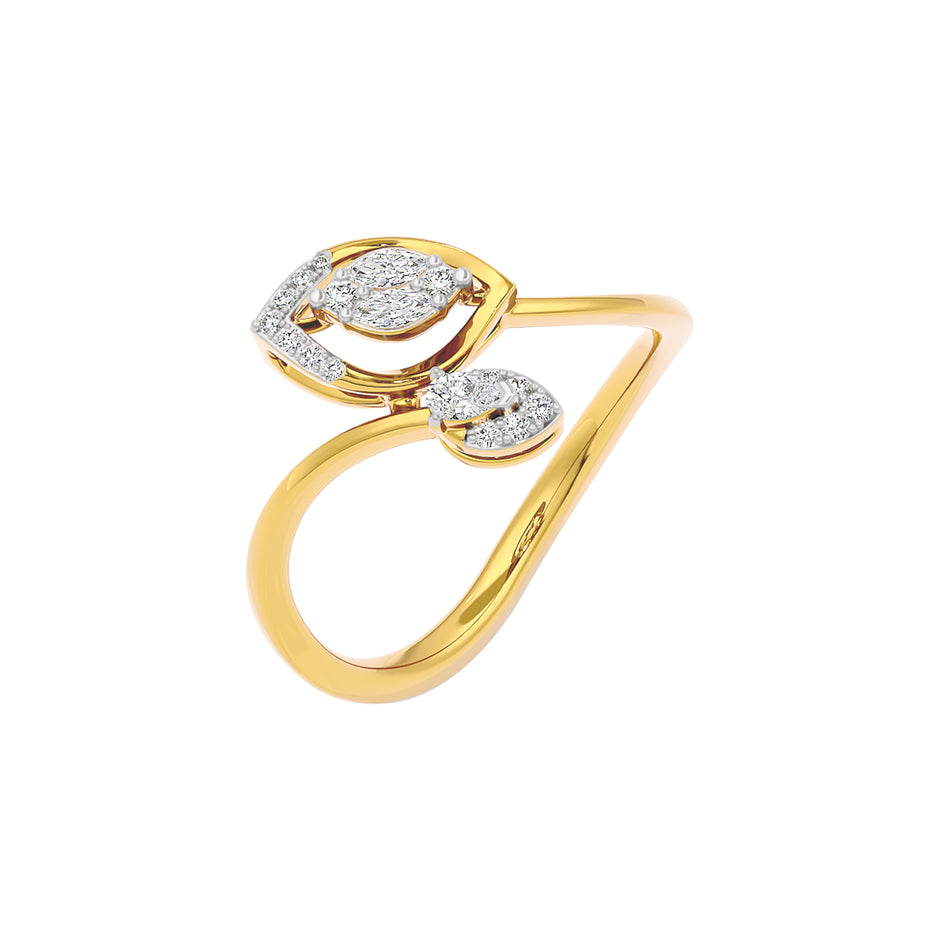 Sparkling Pod Diamond Ring 18 KT / Yellow Gold / 22