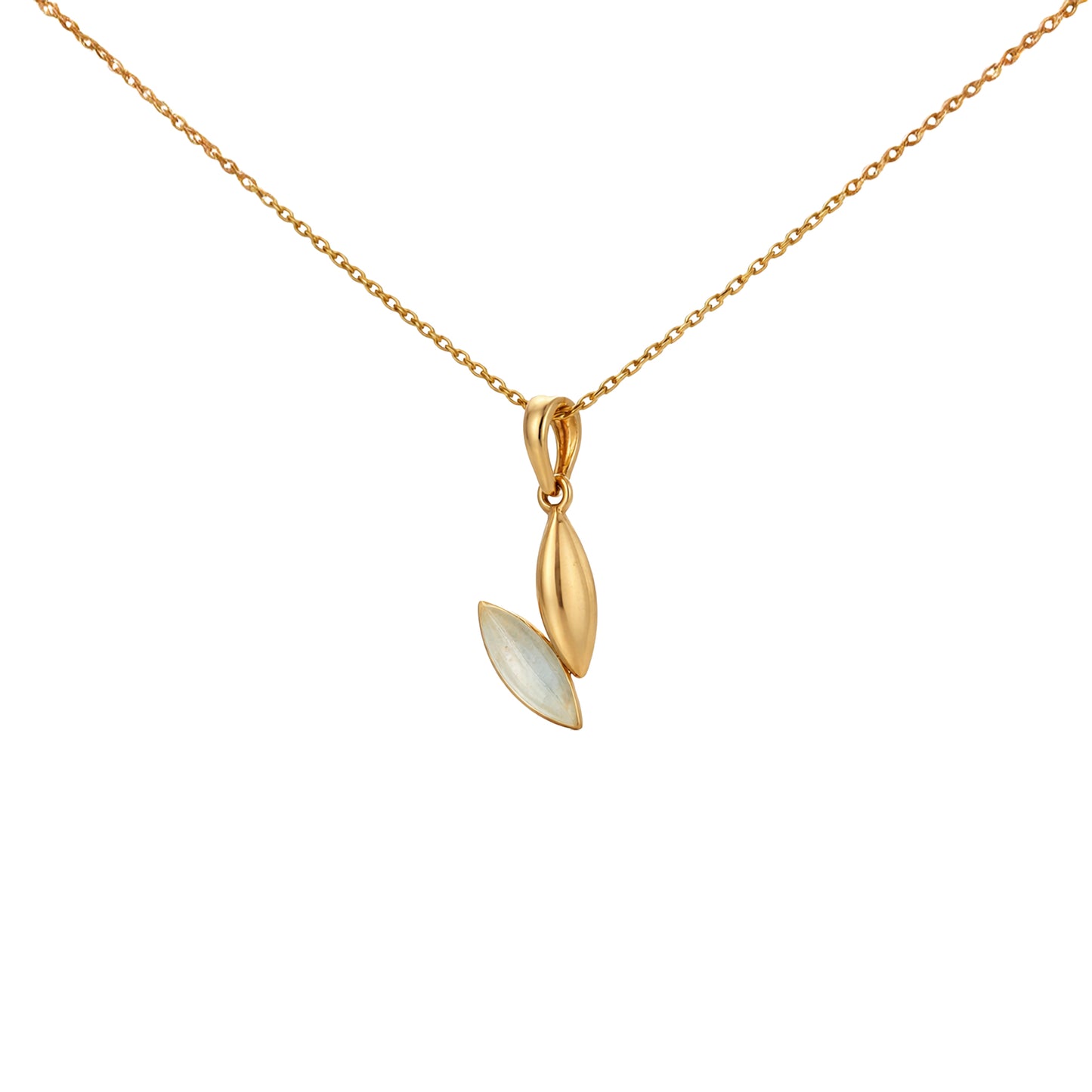 Dual Leaf Drop Gold Pendant