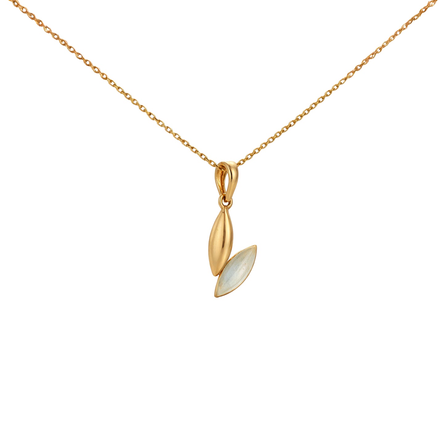 Dual Leaf Drop Gold Pendant
