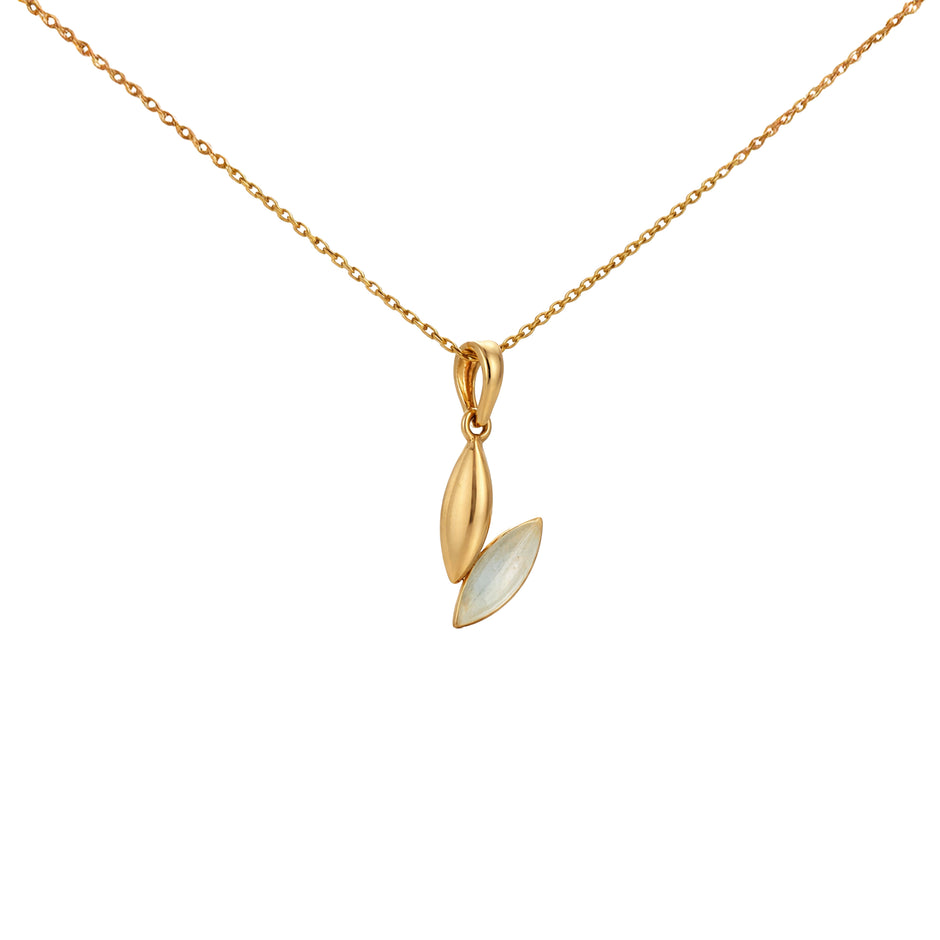 Dual Leaf Drop Gold Pendant