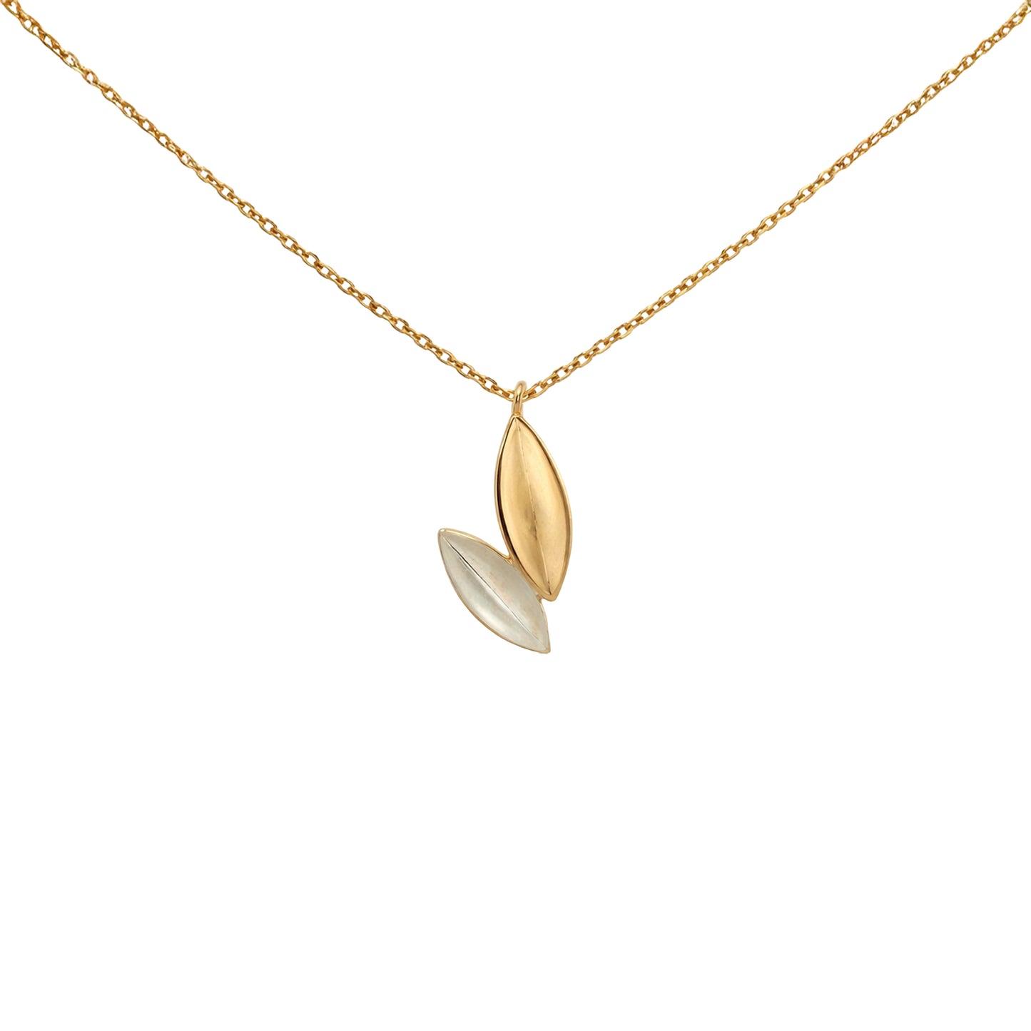 Dual Leaf Drop Gold Pendant