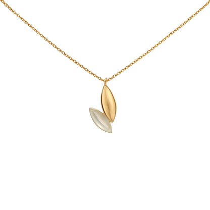 Dual Leaf Drop Gold Pendant