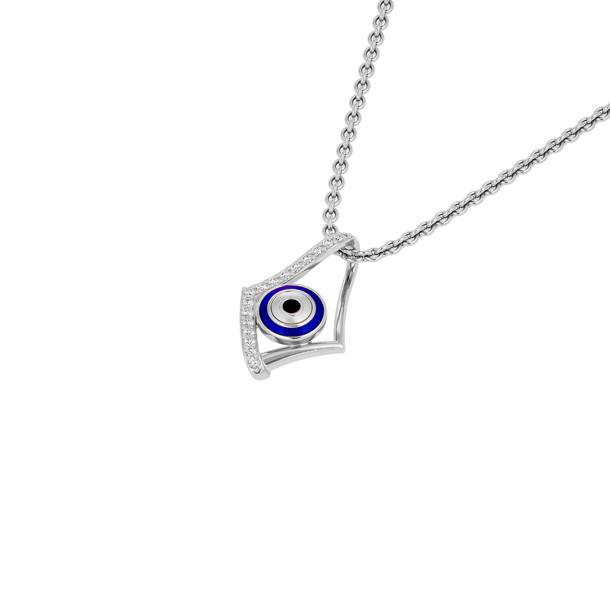Celestial Gaze Evil Eye Diamond Pendant 9 KT / White Gold