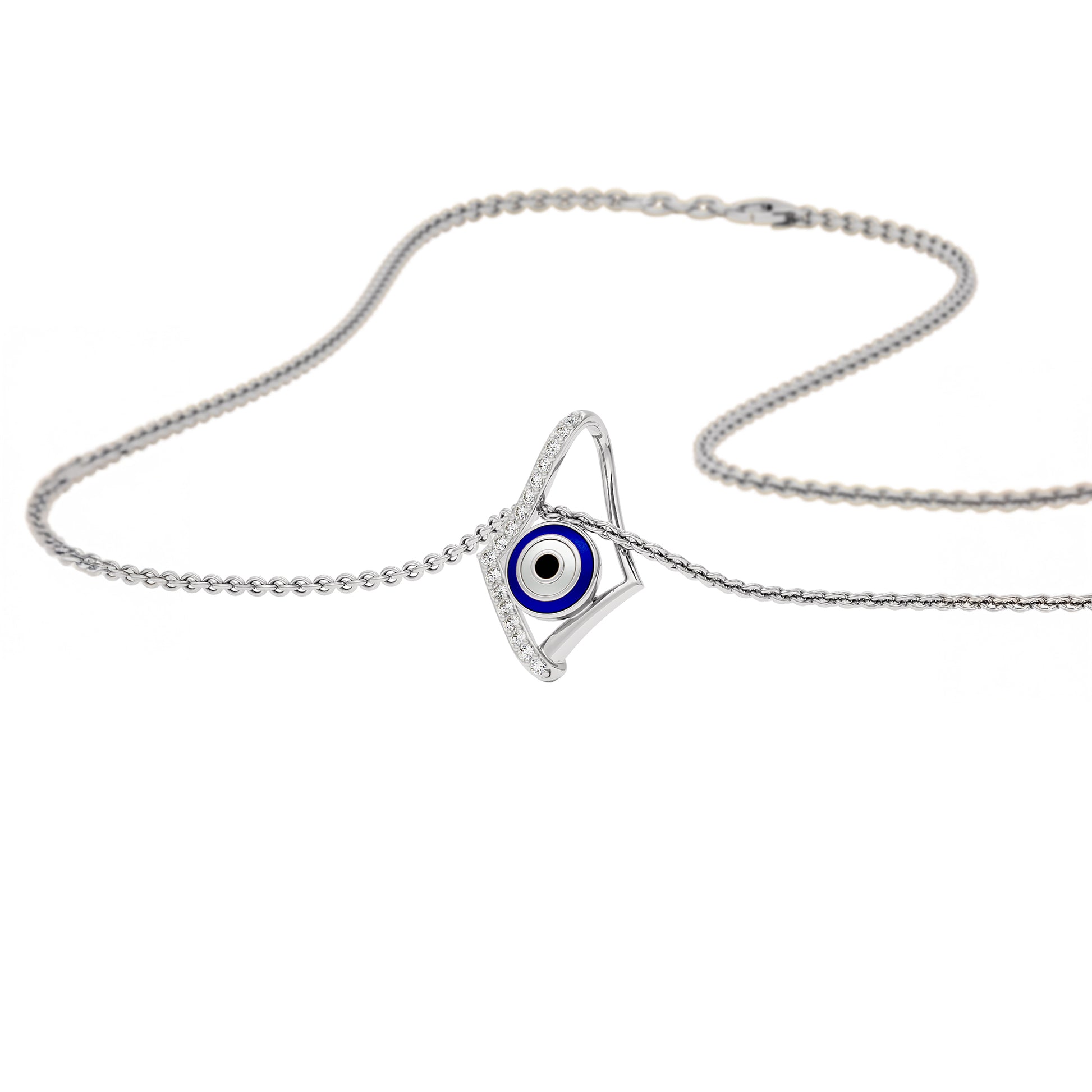Celestial Gaze Evil Eye Diamond Pendant 9 KT / White Gold