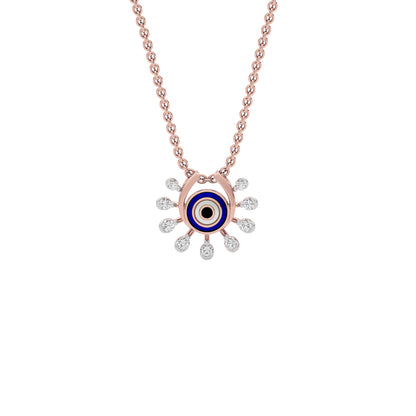 Cosmic Dial Evil Eye Diamond Pendant 9 KT / Rose Gold