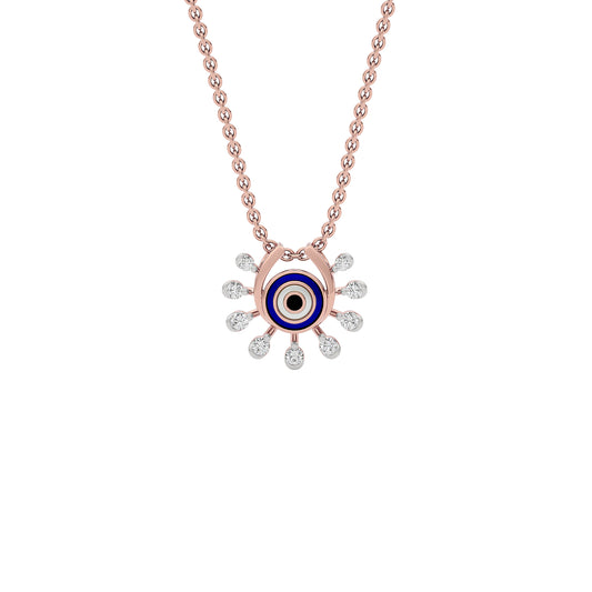 Cosmic Dial Evil Eye Diamond Pendant 9 KT / Rose Gold