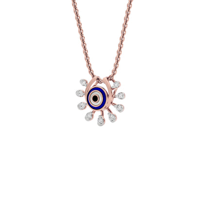 Cosmic Dial Evil Eye Diamond Pendant 9 KT / Rose Gold