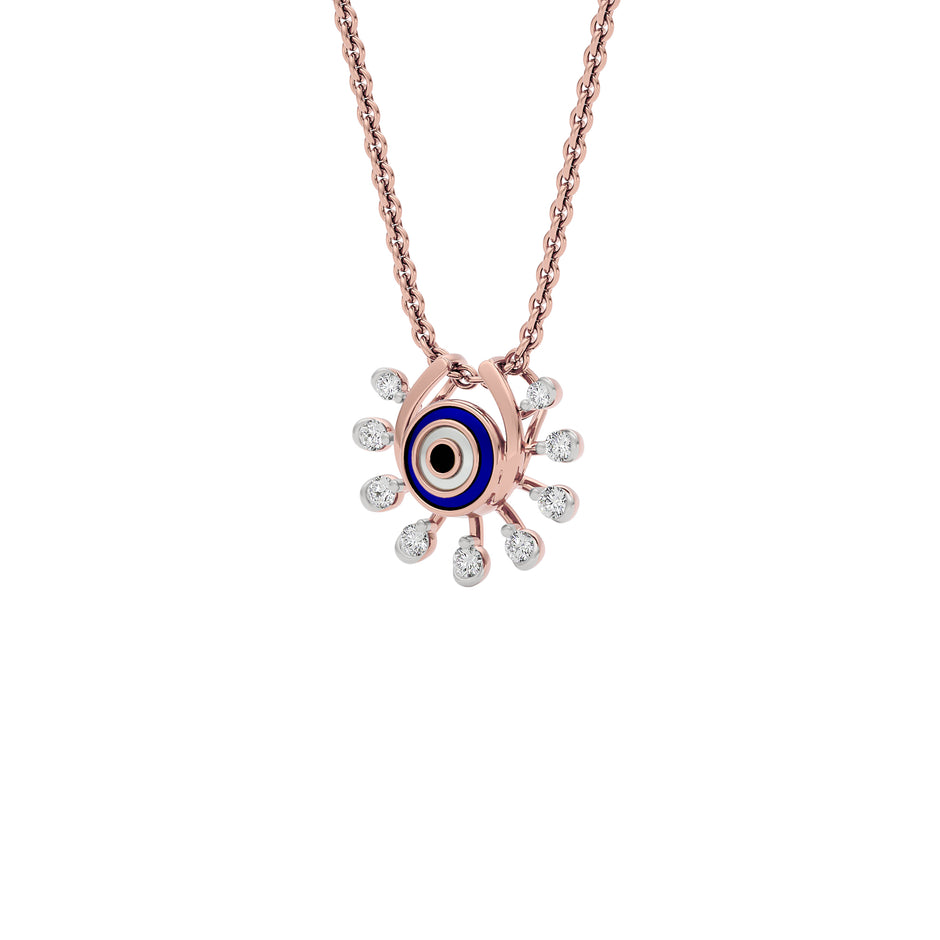 Cosmic Dial Evil Eye Diamond Pendant 9 KT / Rose Gold