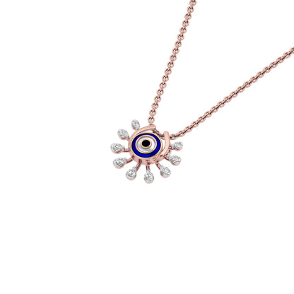Cosmic Dial Evil Eye Diamond Pendant 9 KT / Rose Gold