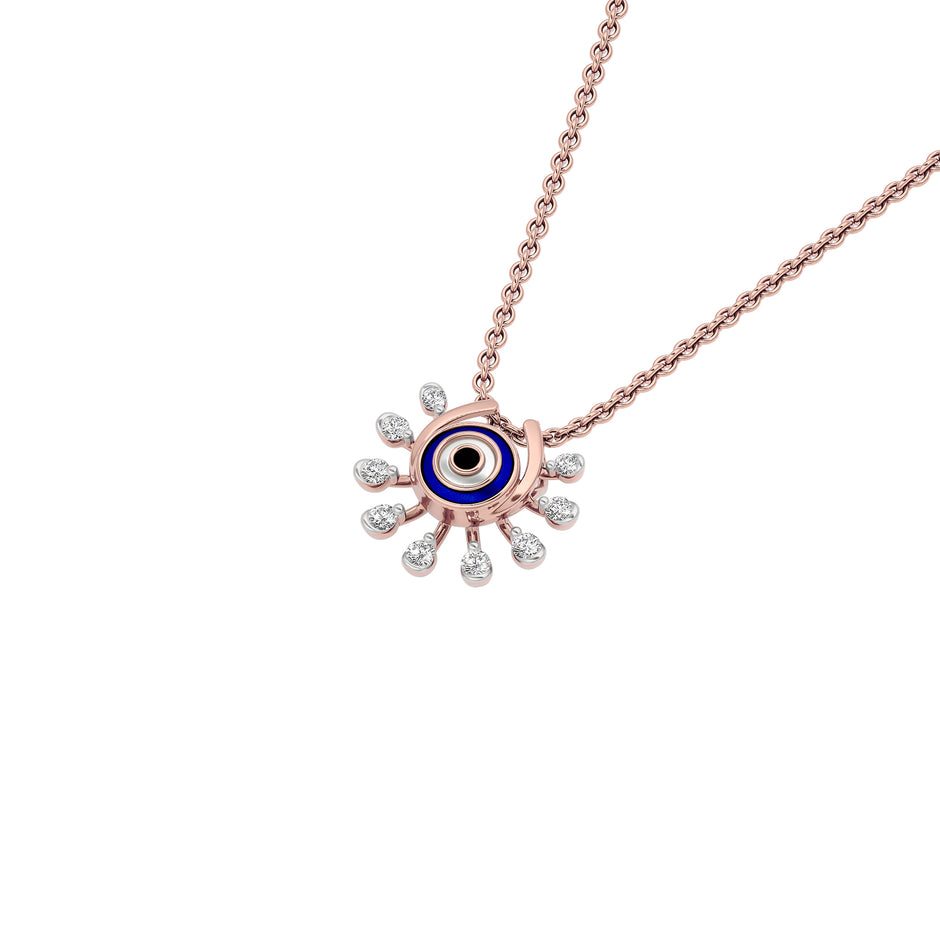 Cosmic Dial Evil Eye Diamond Pendant 9 KT / Rose Gold