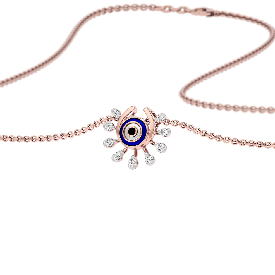 Cosmic Dial Evil Eye Diamond Pendant 9 KT / Rose Gold