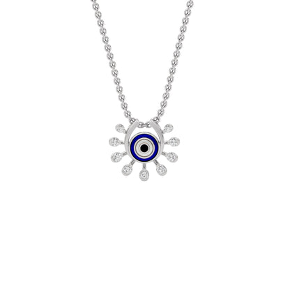 Cosmic Dial Evil Eye Diamond Pendant 9 KT / White Gold