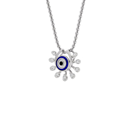 Cosmic Dial Evil Eye Diamond Pendant 9 KT / White Gold