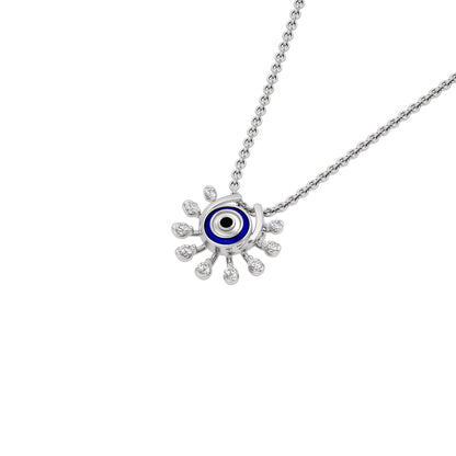 Cosmic Dial Evil Eye Diamond Pendant 9 KT / White Gold