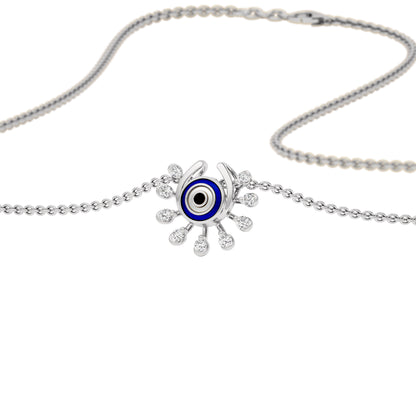 Cosmic Dial Evil Eye Diamond Pendant 9 KT / White Gold