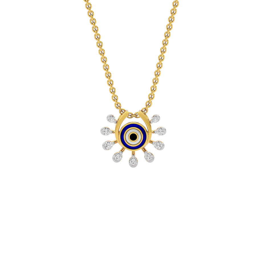 Cosmic Dial Evil Eye Diamond Pendant 9 KT / Yellow Gold