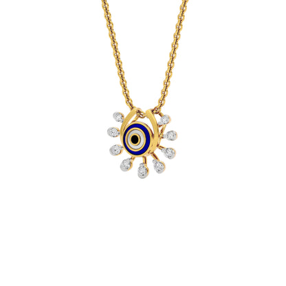 Cosmic Dial Evil Eye Diamond Pendant 9 KT / Yellow Gold