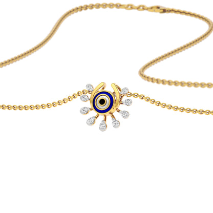 Cosmic Dial Evil Eye Diamond Pendant 9 KT / Yellow Gold