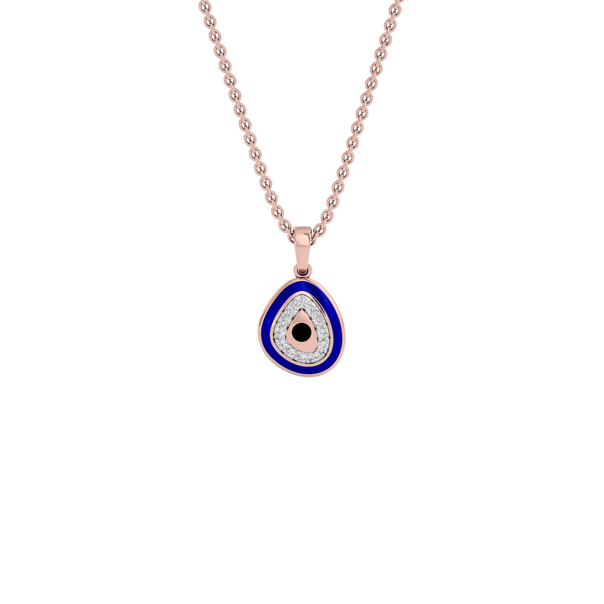 Pebble Grace Evil Eye Diamond Pendant 9 KT / Rose Gold