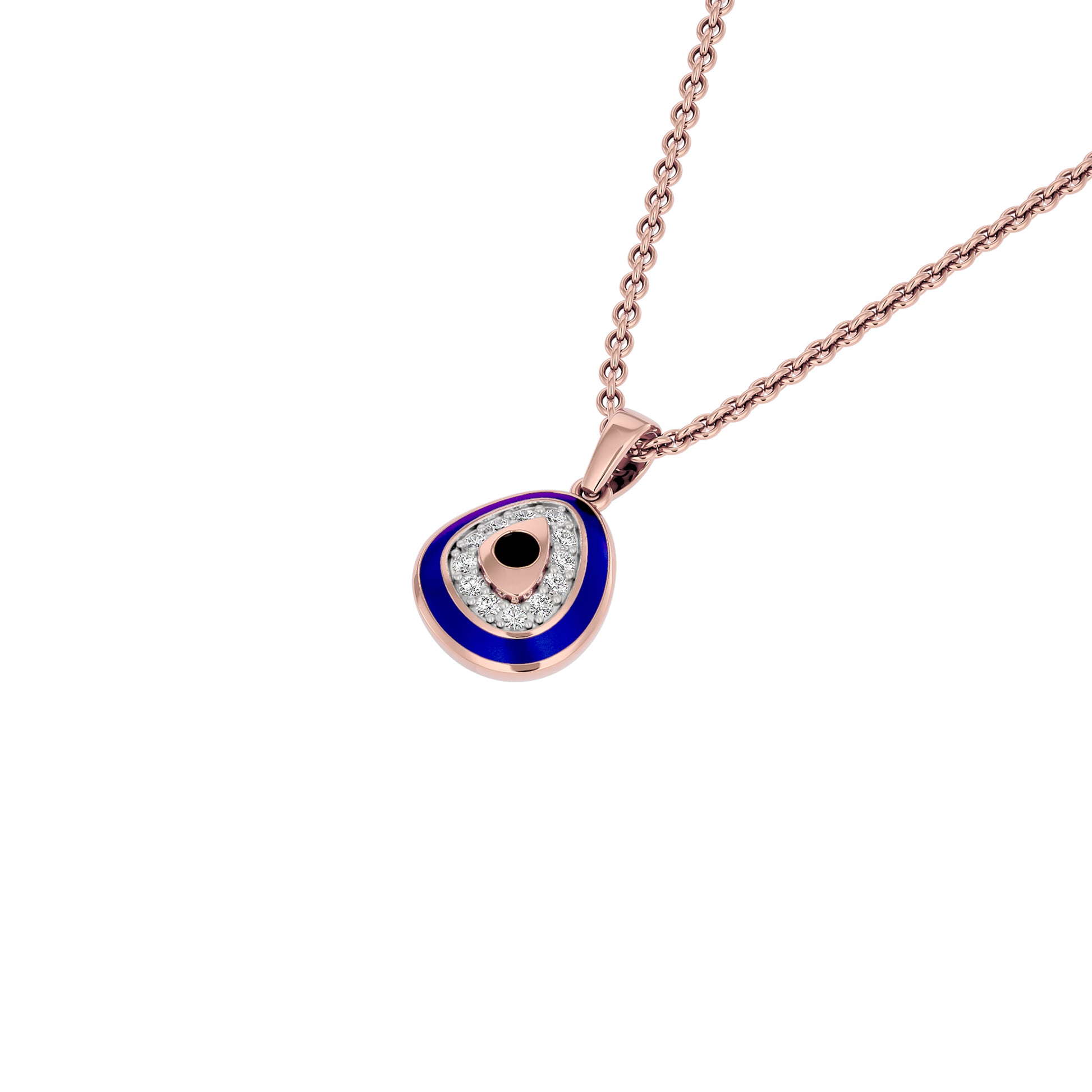 Pebble Grace Evil Eye Diamond Pendant 9 KT / Rose Gold
