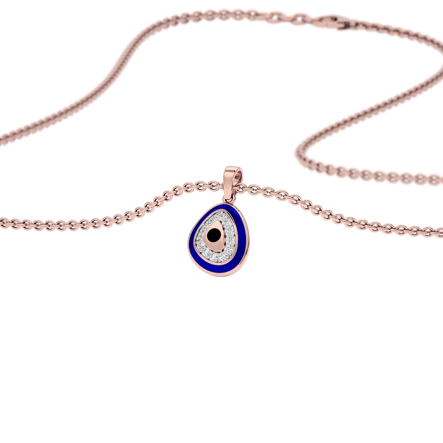 Pebble Grace Evil Eye Diamond Pendant 9 KT / Rose Gold