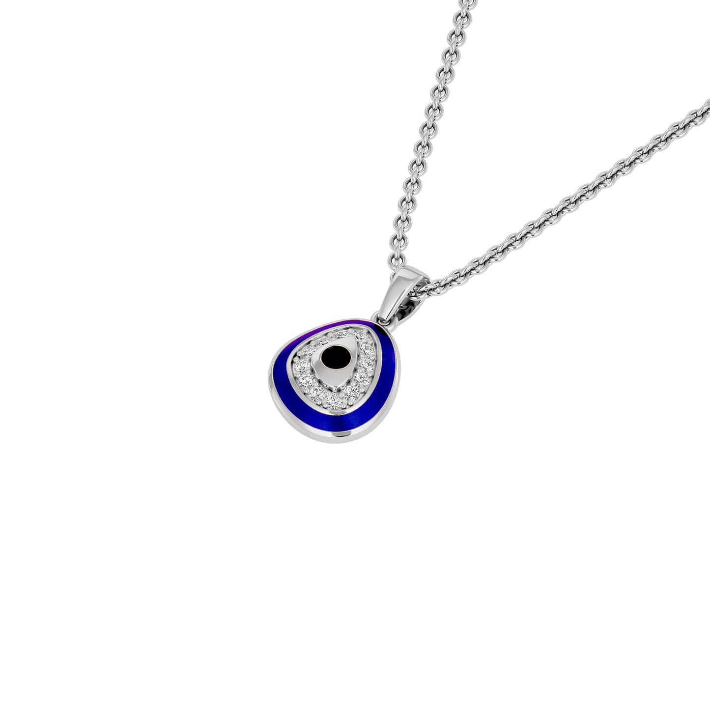 Pebble Grace Evil Eye Diamond Pendant 9 KT / White Gold
