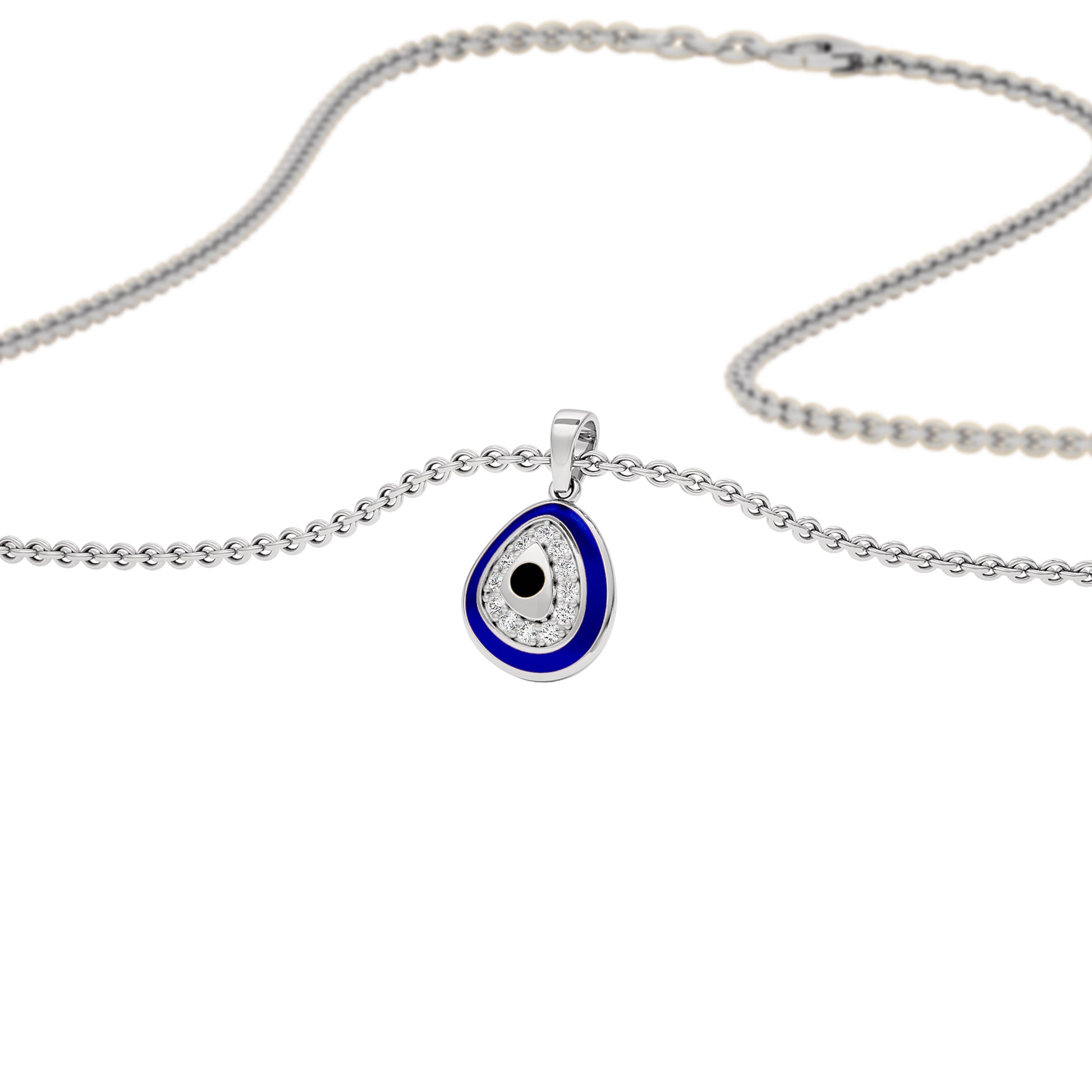 Pebble Grace Evil Eye Diamond Pendant 9 KT / White Gold