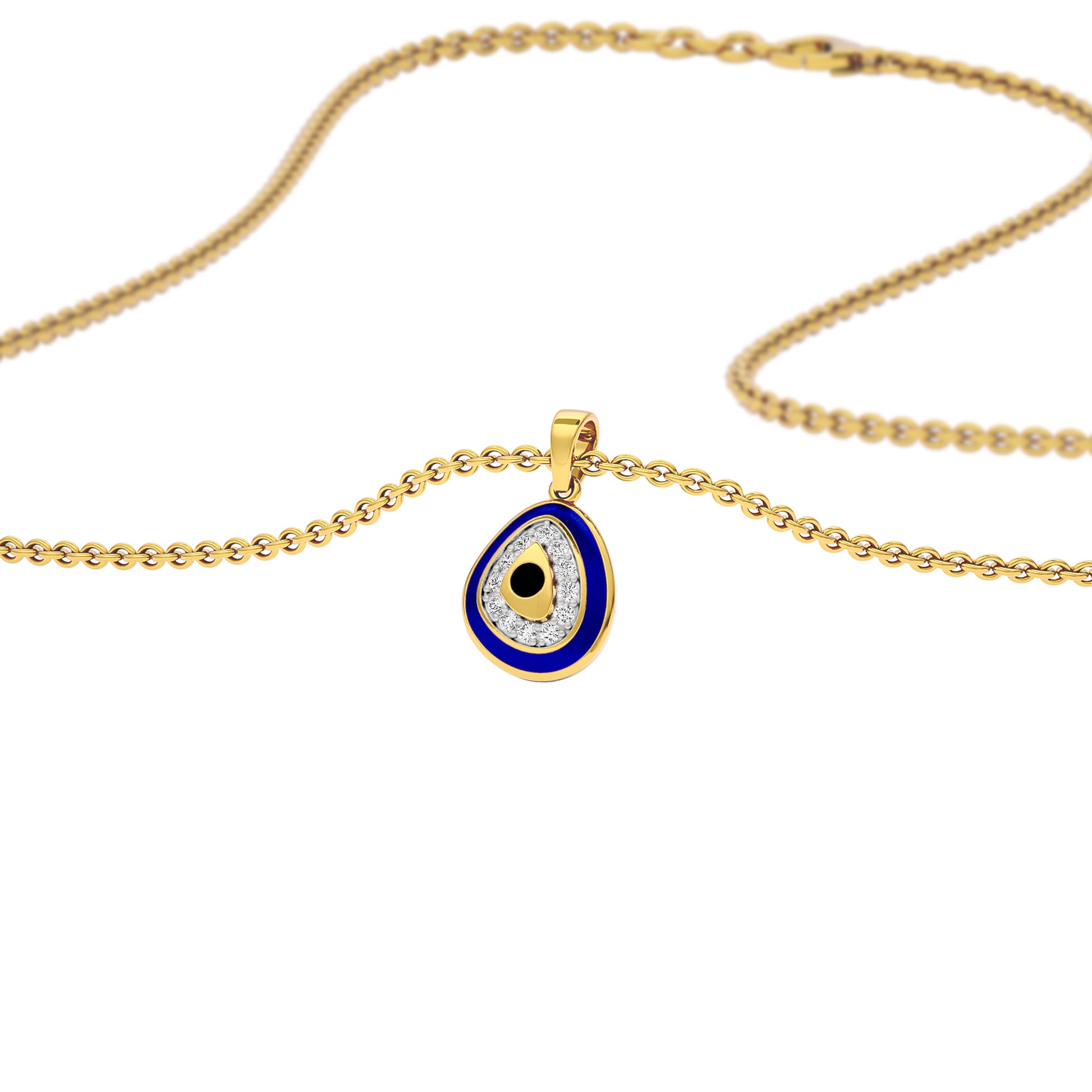 Pebble Grace Evil Eye Diamond Pendant 9 KT / Yellow Gold