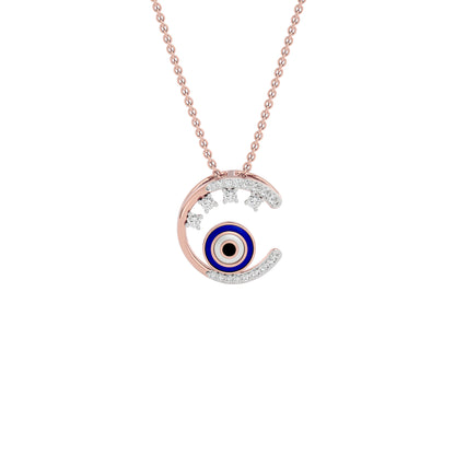 Luna Aura Evil Eye Diamond Pendant 9 KT / Rose Gold