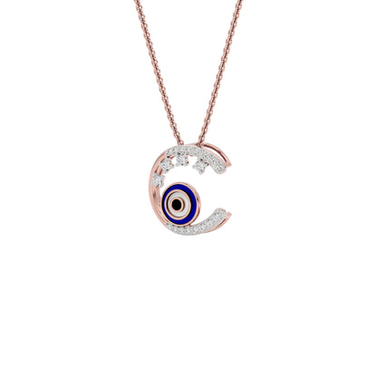 Luna Aura Evil Eye Diamond Pendant 9 KT / Rose Gold