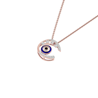 Luna Aura Evil Eye Diamond Pendant 9 KT / Rose Gold