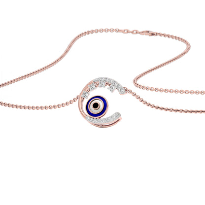 Luna Aura Evil Eye Diamond Pendant 9 KT / Rose Gold