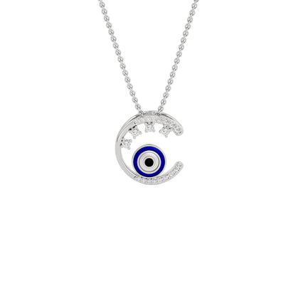 Luna Aura Evil Eye Diamond Pendant 9 KT / White Gold