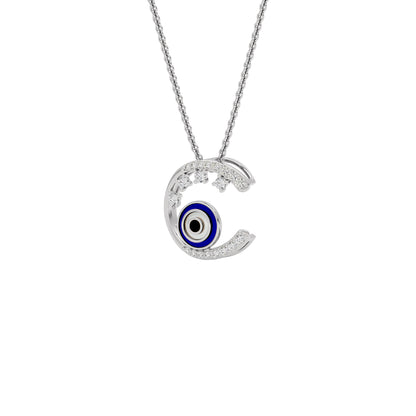 Luna Aura Evil Eye Diamond Pendant 9 KT / White Gold