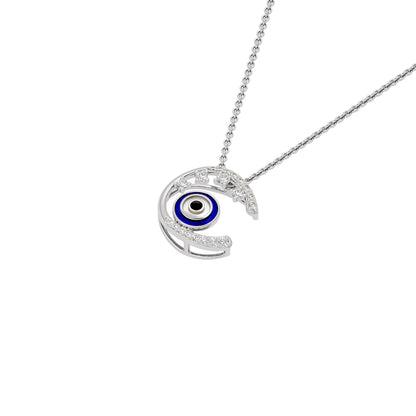 Luna Aura Evil Eye Diamond Pendant 9 KT / White Gold