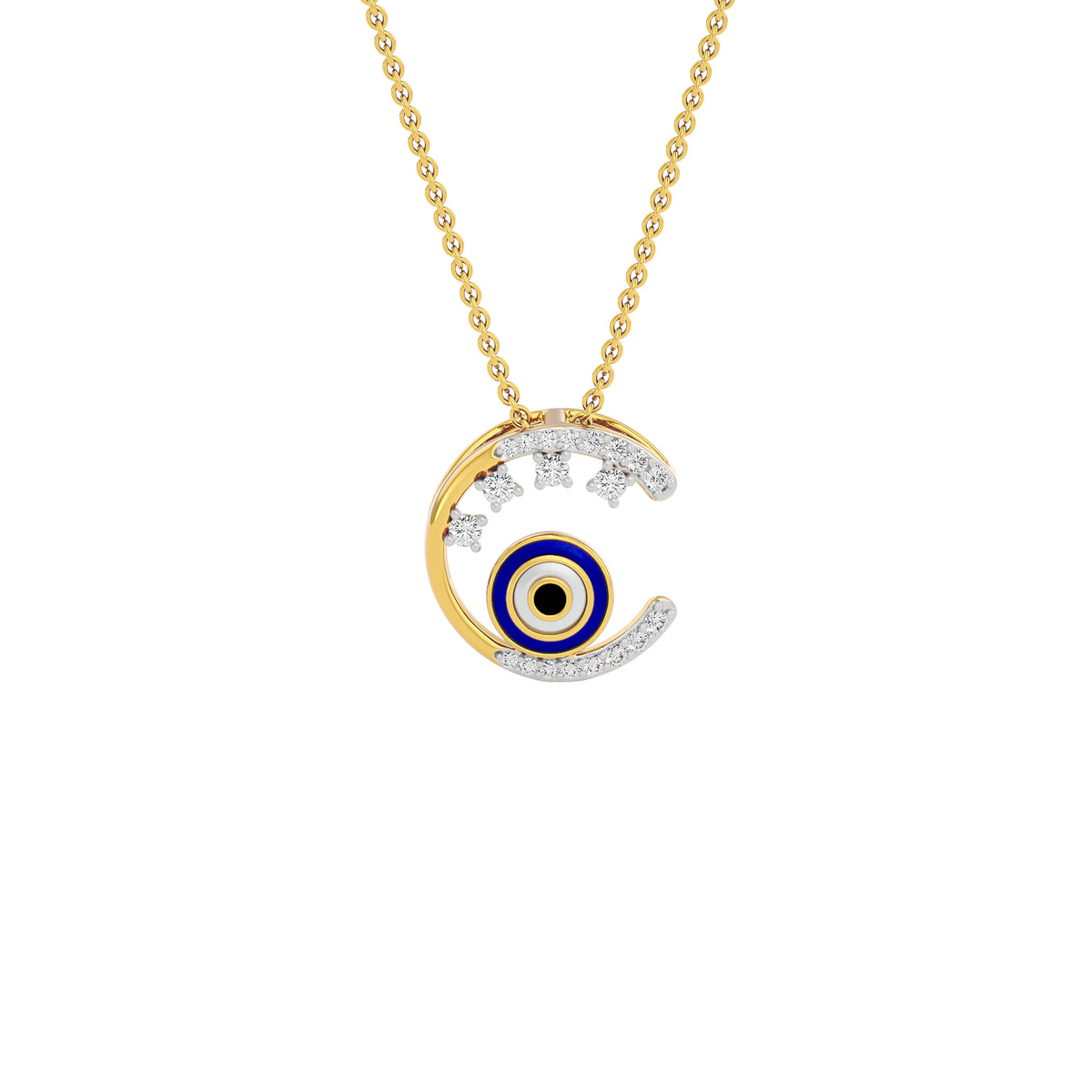 Luna Aura Evil Eye Diamond Pendant 9 KT / Yellow Gold
