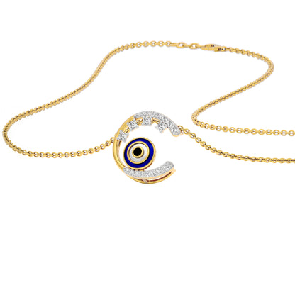 Luna Aura Evil Eye Diamond Pendant 9 KT / Yellow Gold
