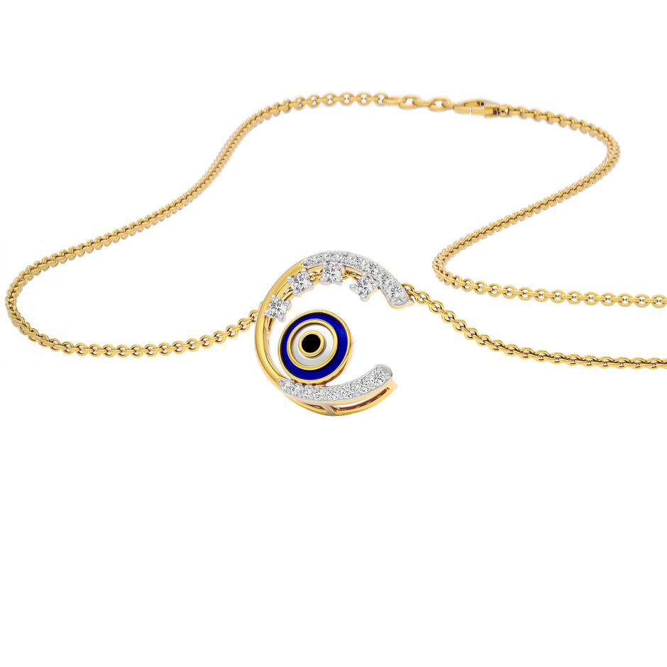 Luna Aura Evil Eye Diamond Pendant 9 KT / Yellow Gold