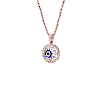 Twilight Dime Evil Eye Diamond Pendant 9 KT / Rose Gold