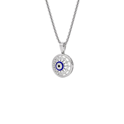 Twilight Dime Evil Eye Diamond Pendant 9 KT / White Gold